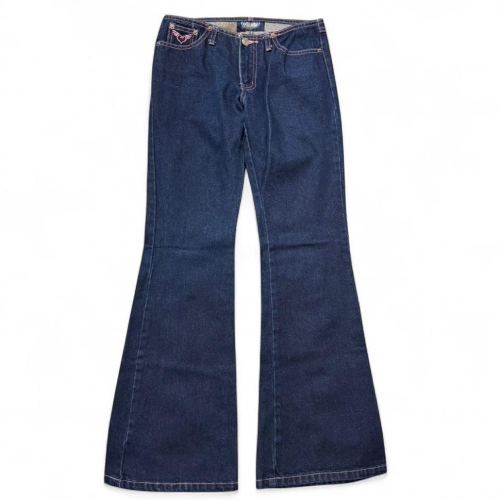 Vintage Y2K Angels Low Rise Dark Wash Flare Jeans, Women's Size 3
